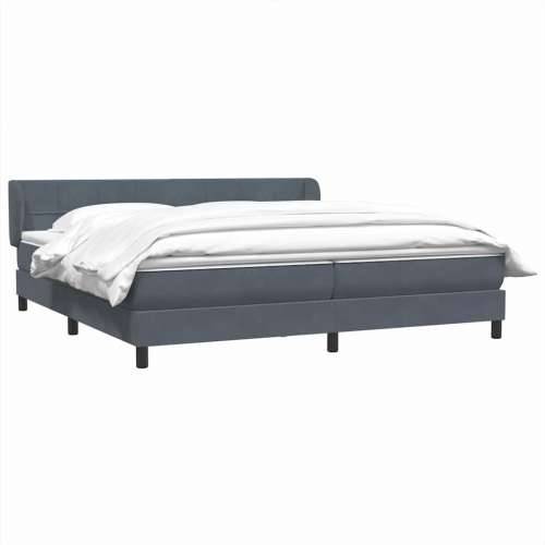 Box Spring krevet s madracima tamno sivi 200x210 cm baršun - Tamno siva 200 x 210 cm Blok s kvadratima Cijena