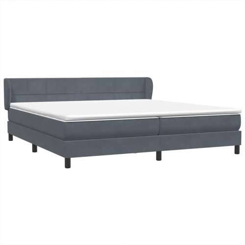 Box Spring krevet s madracima tamno sivi 200x210 cm baršun - Tamno siva 200 x 210 cm Blok s kvadratima Cijena