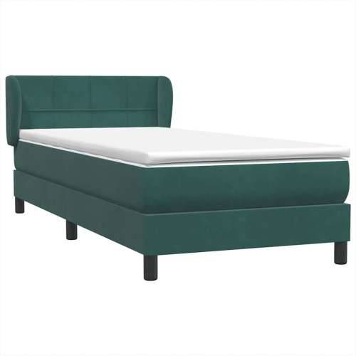 Box Spring krevet s madracem tamnozeleni 90x220 cm baršun - Tamnozelena 90 x 220 cm Blok s kvadratima Cijena