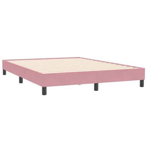 Krevet s oprugama i madracem ružičasti 140x210 cm baršunasti - Ružičasta 140 x 210 cm vodoravne pruge Cijena
