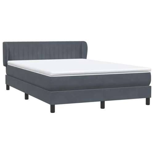 Box spring krevet s madracem tamnosivi 140x210 cm baršunasti - Tamno siva 140 x 210 cm Okomite pruge Cijena