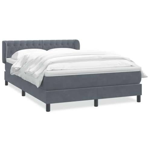 Box spring krevet s madracem tamnosivi 140x210 cm baršunasti - Tamno siva 140 x 210 cm Dizajn s gumbima Cijena