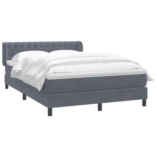 Box spring krevet s madracem tamnosivi 140x210 cm baršunasti - Tamno siva 140 x 210 cm Dizajn s gumbima Cijena