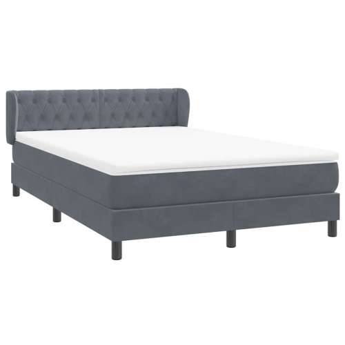 Box spring krevet s madracem tamnosivi 140x210 cm baršunasti - Tamno siva 140 x 210 cm Dizajn s gumbima Cijena