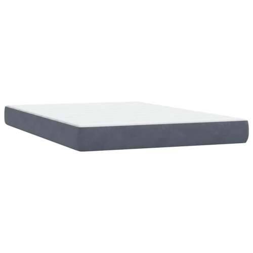 Box spring krevet s madracem tamnosivi 140x210 cm baršunasti - Tamno siva 140 x 210 cm Dizajn s gumbima Cijena