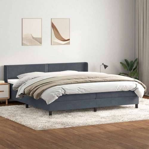Box spring krevet s madracem tamnosivi 200x210 cm baršunasti - Tamno siva 200 x 210 cm Obično s čavlima Cijena