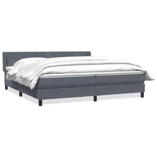 Box spring krevet s madracem tamnosivi 200x210 cm baršunasti - Tamno siva 200 x 210 cm Obično s čavlima Cijena