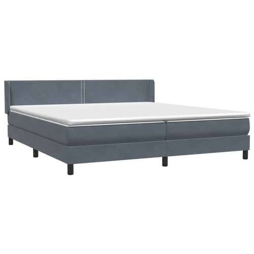 Box spring krevet s madracem tamnosivi 200x210 cm baršunasti - Tamno siva 200 x 210 cm Obično s čavlima Cijena