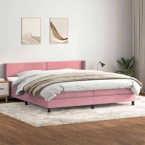 Box Spring krevet s madracem ružičasti 200x210 cm samt - Ružičasta 200 x 210 cm Obično s čavlima Cijena