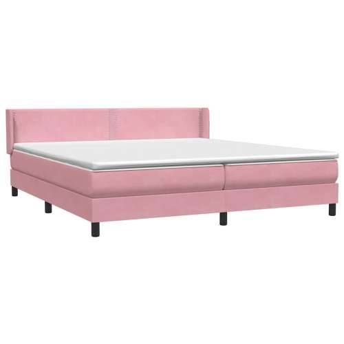 Box Spring krevet s madracem ružičasti 200x210 cm samt - Ružičasta 200 x 210 cm Obično s čavlima Cijena