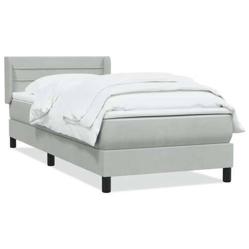Box Spring krevet s madracem svijetlo sivi 90x210 cm baršun - 90 x 210 cm vodoravne pruge Svjetlosiva Cijena