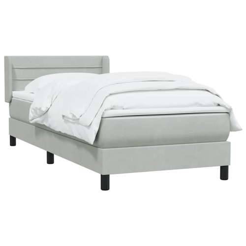 Box Spring krevet s madracem svijetlo sivi 90x210 cm baršun - 90 x 210 cm vodoravne pruge Svjetlosiva Cijena