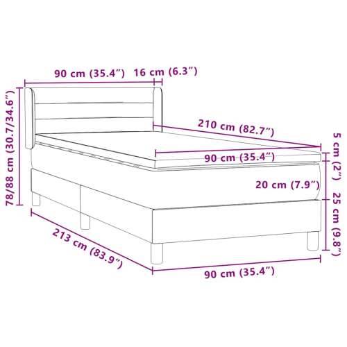 Box Spring krevet s madracem svijetlo sivi 90x210 cm baršun - 90 x 210 cm vodoravne pruge Svjetlosiva Cijena
