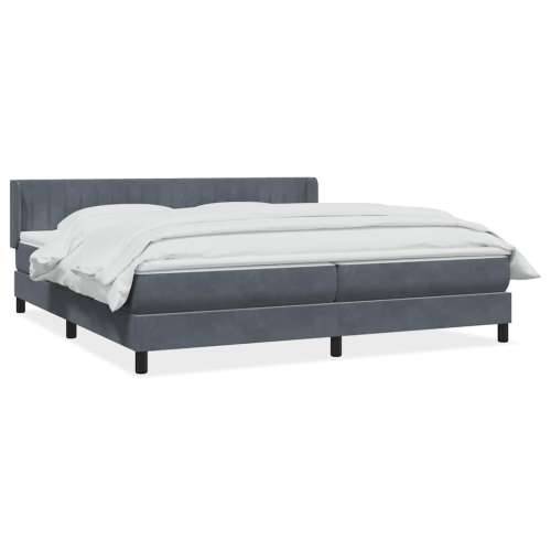 Box spring krevet s madracem tamnosivi 200x210 cm baršunasti - 200 x 210 cm Okomite pruge Tamno siva Cijena