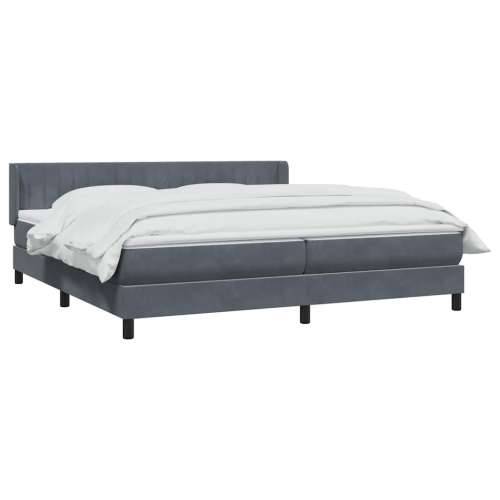 Box spring krevet s madracem tamnosivi 200x210 cm baršunasti - 200 x 210 cm Okomite pruge Tamno siva Cijena