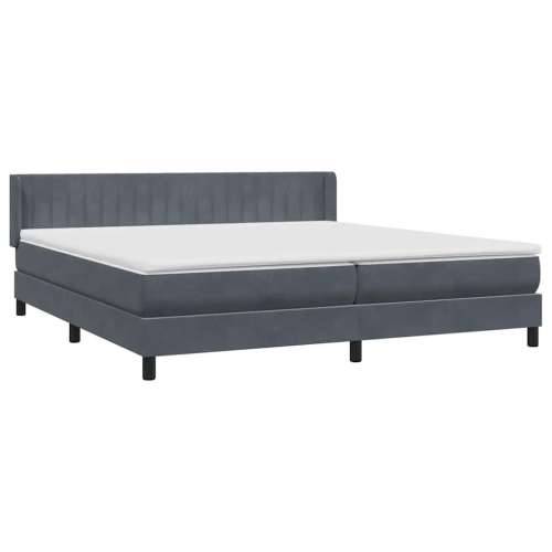Box spring krevet s madracem tamnosivi 200x210 cm baršunasti - 200 x 210 cm Okomite pruge Tamno siva Cijena