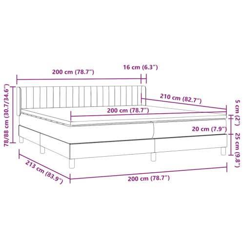 Box spring krevet s madracem tamnosivi 200x210 cm baršunasti - 200 x 210 cm Okomite pruge Tamno siva Cijena