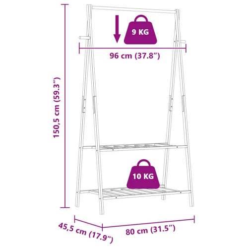 Stalak za odjeću s policama 96x45,5x150,5 cm od bambusa - 96 cm 1 bez kotača bambus Cijena