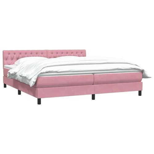 Box Spring krevet s madracem ružičasti 180x220 cm samt - Ružičasta 180 x 220 cm Dizajn s gumbima Cijena