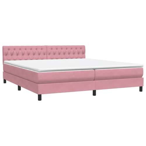 Box Spring krevet s madracem ružičasti 180x220 cm samt - Ružičasta 180 x 220 cm Dizajn s gumbima Cijena