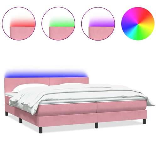 Box Spring krevet s madracem ružičasti 180x220 cm samt - Ružičasta 180 x 220 cm Gladak dizajn Cijena