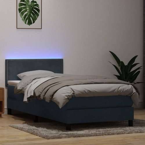 Box spring krevet s madracem tamnosivi 80 x 220 cm baršunasti - Tamno siva 80 x 220 cm Obično s čavlima Cijena