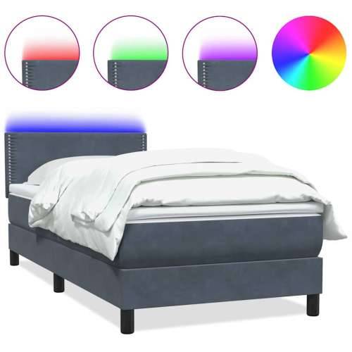 Box spring krevet s madracem tamnosivi 80 x 220 cm baršunasti - Tamno siva 80 x 220 cm Obično s čavlima Cijena