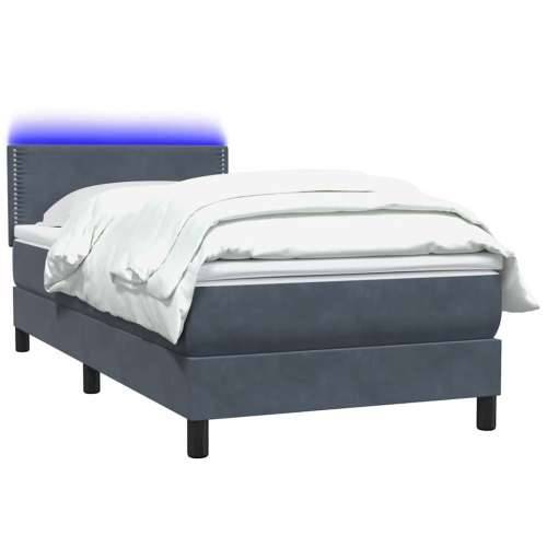 Box spring krevet s madracem tamnosivi 80 x 220 cm baršunasti - Tamno siva 80 x 220 cm Obično s čavlima Cijena