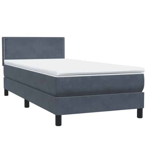 Box spring krevet s madracem tamnosivi 80 x 220 cm baršunasti - Tamno siva 80 x 220 cm Obično s čavlima Cijena