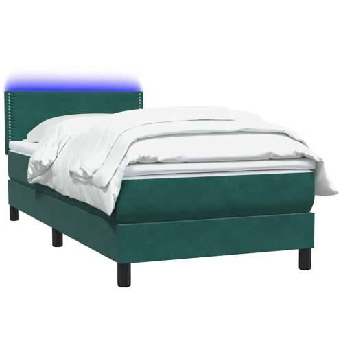 Box Spring krevet s madracem tamnozeleni 80x220 cm baršun - Tamnozelena 80 x 220 cm Obično s čavlima Cijena