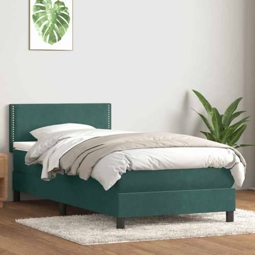 Box Spring krevet s madracem tamnozeleni 80x220 cm baršun - Tamnozelena 80 x 220 cm Obično s čavlima Cijena