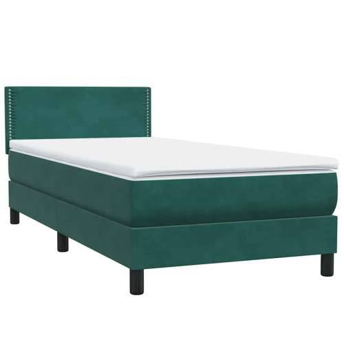 Box Spring krevet s madracem tamnozeleni 80x220 cm baršun - Tamnozelena 80 x 220 cm Obično s čavlima Cijena