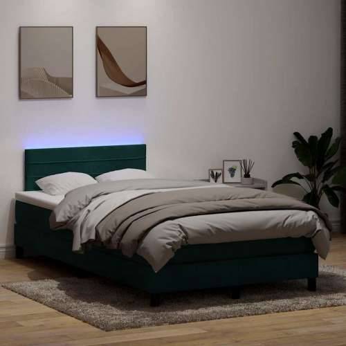 Box spring krevet s madracem tamnozeleni 120x210 cm baršunasti - Tamnozelena 120 x 210 cm vodoravne pruge Cijena