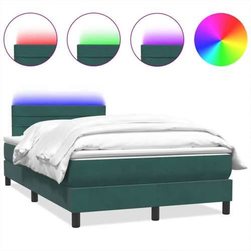 Box spring krevet s madracem tamnozeleni 120x210 cm baršunasti - Tamnozelena 120 x 210 cm vodoravne pruge Cijena