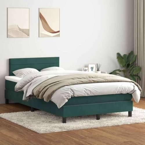 Box spring krevet s madracem tamnozeleni 120x210 cm baršunasti - Tamnozelena 120 x 210 cm vodoravne pruge Cijena