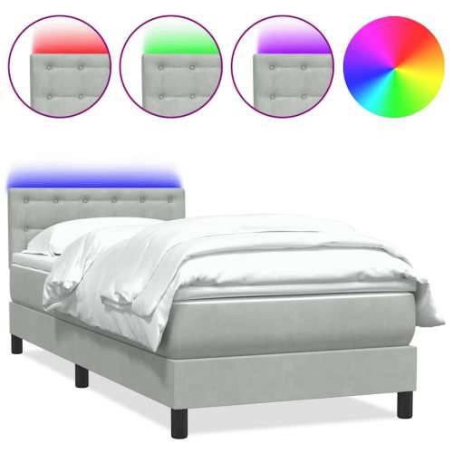 Box Spring krevet s madracem svijetlo sivi 90x220 cm baršun - Svjetlosiva 90 x 220 cm gumbi Cijena