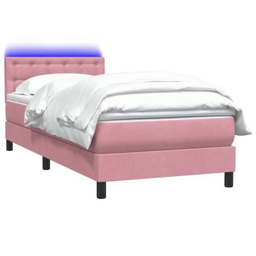 Box Spring krevet s madracem ružičasti 100x220 cm baršun - Ružičasta 100 x 220 cm gumbi Cijena
