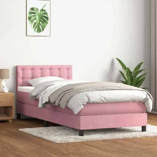 Box Spring krevet s madracem ružičasti 100x220 cm baršun - Ružičasta 100 x 220 cm gumbi Cijena