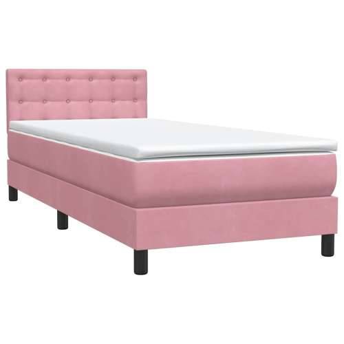 Box Spring krevet s madracem ružičasti 100x220 cm baršun - Ružičasta 100 x 220 cm gumbi Cijena