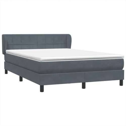 Box spring krevet s madracem tamnosivi 140x210 cm baršunasti - Tamno siva 140 x 210 cm Blok s kvadratima Cijena