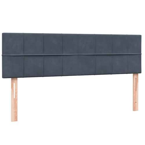 Box spring krevet s madracem tamnosivi 140x210 cm baršunasti - Tamno siva 140 x 210 cm Blok s kvadratima Cijena