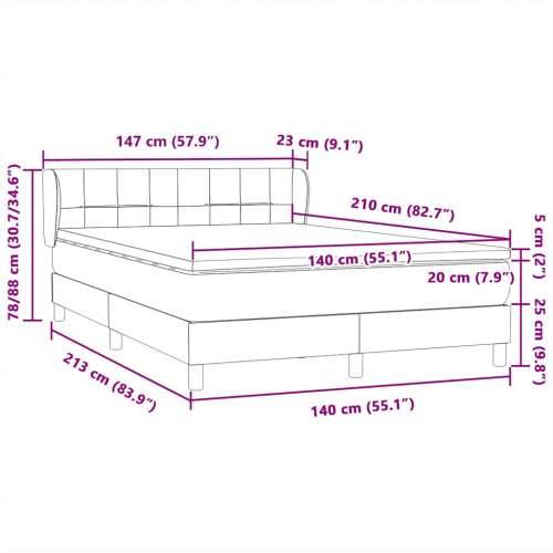 Box spring krevet s madracem tamnosivi 140x210 cm baršunasti - Tamno siva 140 x 210 cm Blok s kvadratima Cijena