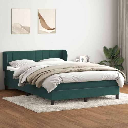 Box spring krevet s madracem tamnozeleni 140x210 cm baršunasti - Tamnozelena 140 x 210 cm Blok s kvadratima Cijena
