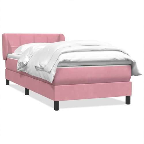 Box Spring krevet s madracem ružičasti 100x220 cm baršun - Ružičasta 100 x 220 cm Blok s kvadratima Cijena