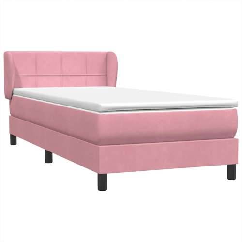 Box Spring krevet s madracem ružičasti 100x220 cm baršun - Ružičasta 100 x 220 cm Blok s kvadratima Cijena