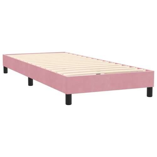 Box Spring krevet s madracem ružičasti 100x220 cm baršun - Ružičasta 100 x 220 cm Blok s kvadratima Cijena