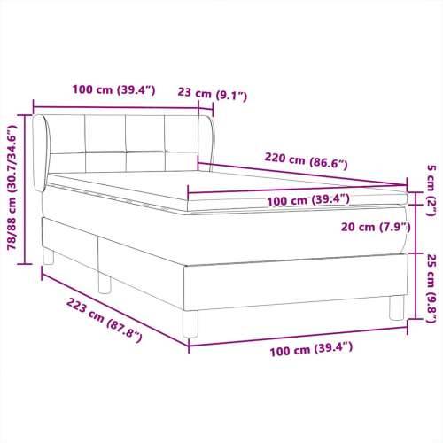 Box Spring krevet s madracem ružičasti 100x220 cm baršun - Ružičasta 100 x 220 cm Blok s kvadratima Cijena