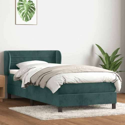 Box Spring krevet s madracem tamnozeleni 80x220 cm baršun - Tamnozelena 80 x 220 cm vodoravne pruge Cijena