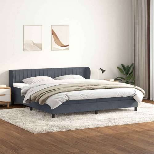 Box Spring krevet s madracima tamno sivi 200x210 cm baršun - Tamno siva 200 x 210 cm Okomite pruge Cijena