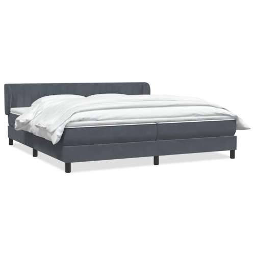 Box Spring krevet s madracima tamno sivi 200x210 cm baršun - Tamno siva 200 x 210 cm Okomite pruge Cijena